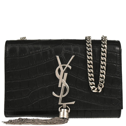Saint Laurent Black Embossed Leather Kate Shoulder Bag