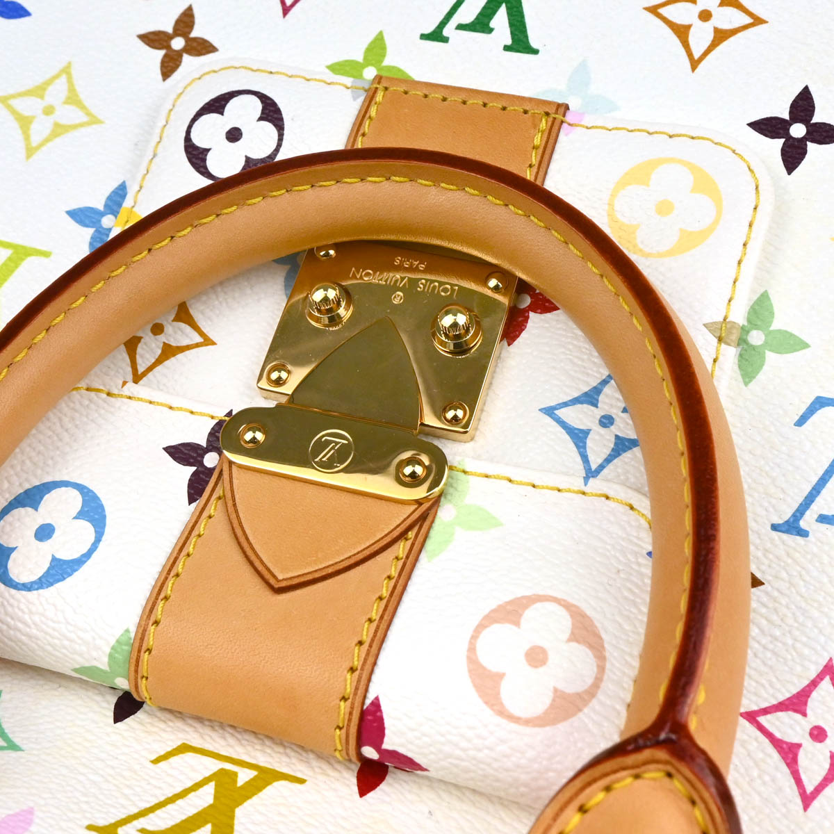 Louis Vuitton White Monogram Multicolor Alma GM Handbag M40441