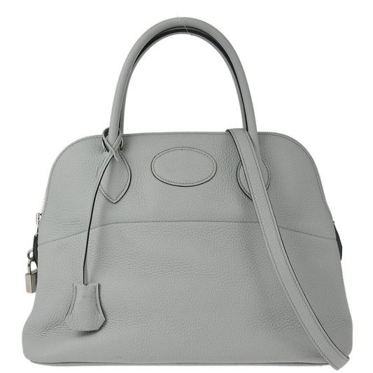 Hermes 2019 Blue Pale Taurillon Clemence Bolide 31 2way Shoulder Handbag
