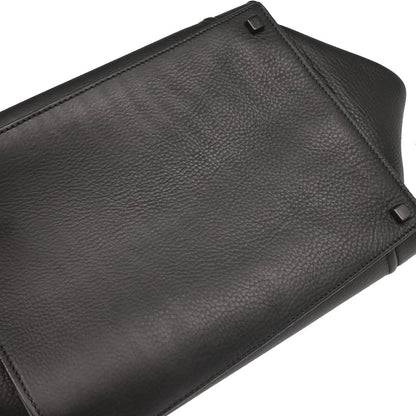 Celine Black Leather Square Luggage Tote Handbag