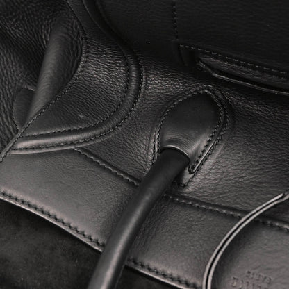 Celine Black Leather Square Luggage Tote Handbag