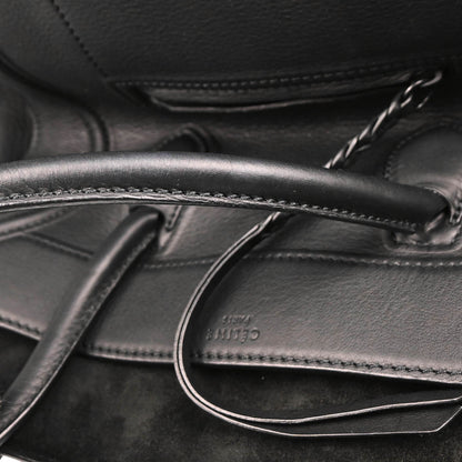 Celine Black Leather Square Luggage Tote Handbag