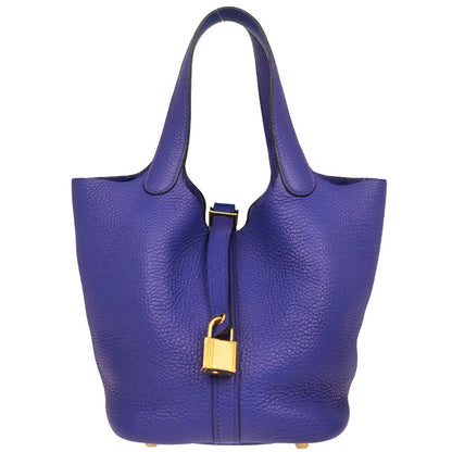 Hermes 2017 Blue Electric Taurillon Clemence Picotin Lock 18 PM Handbag