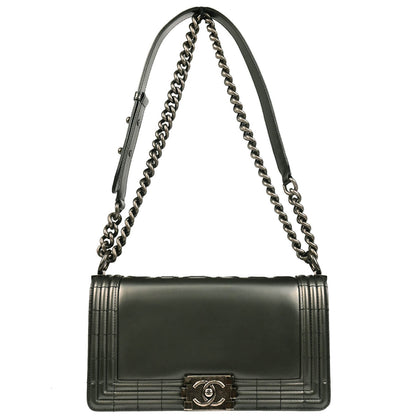 Boy Chanel 2012 Metallic Gray Calfskin Medium Shoulder Bag