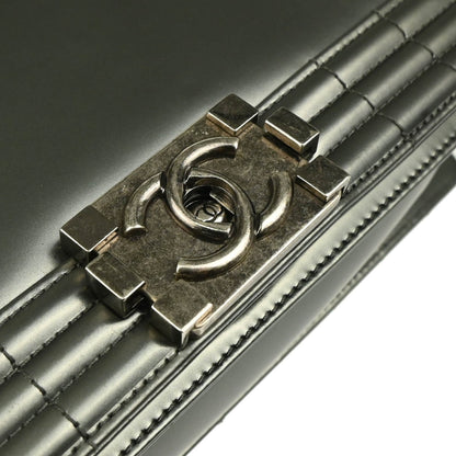 Boy Chanel 2012 Metallic Gray Calfskin Medium Shoulder Bag
