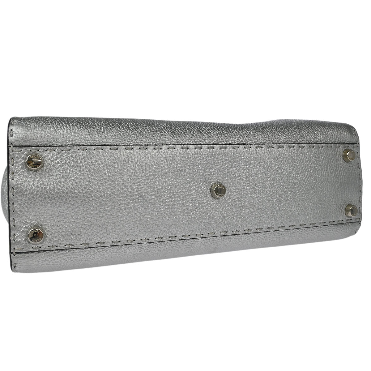 Fendi Silver Leather Peekaboo 2way Shoulder Handbag