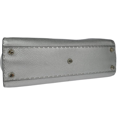 Fendi Silver Leather Peekaboo 2way Shoulder Handbag