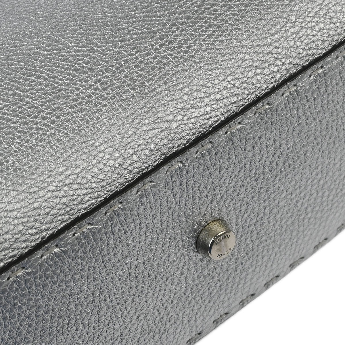 Fendi Silver Leather Peekaboo 2way Shoulder Handbag