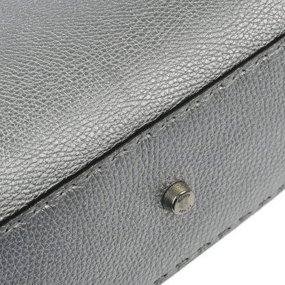 Fendi Silver Leather Peekaboo 2way Shoulder Handbag