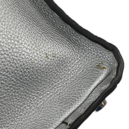 Fendi Silver Leather Peekaboo 2way Shoulder Handbag