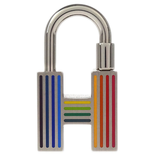 Hermes Quizz Rainbow Cadena Key Ring Silver Small Good
