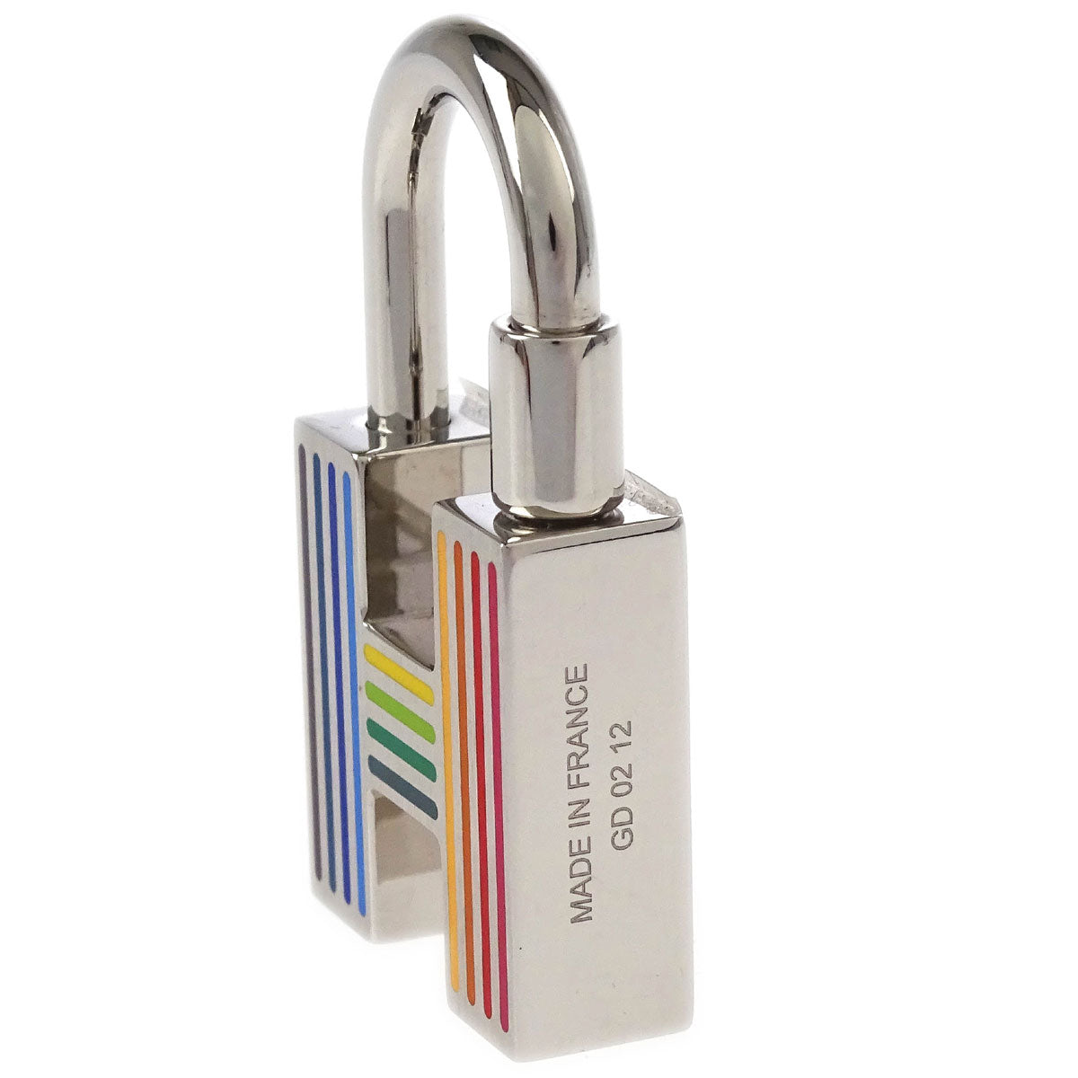Hermes Quizz Rainbow Cadena Key Ring Silver Small Good