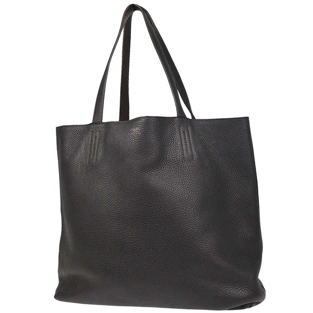 Hermes Chocolat Black Taurillon Double Sens 36 Reversible Tote Handbag