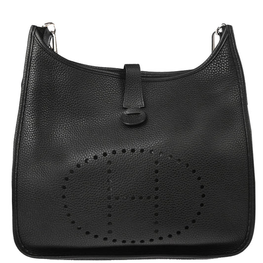Hermes 2015 Black Taurillon Clemence Evelyne 3 GM Shoulder Bag