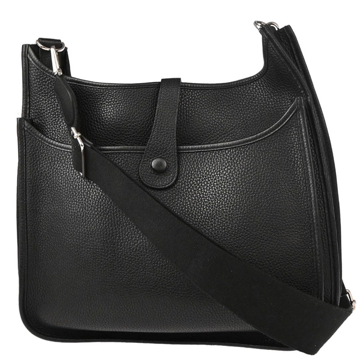 Hermes 2015 Black Taurillon Clemence Evelyne 3 GM Shoulder Bag