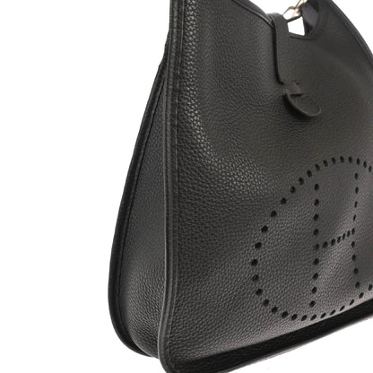 Hermes 2015 Black Taurillon Clemence Evelyne 3 GM Shoulder Bag