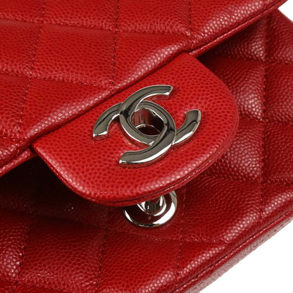 Chanel 2018-2019 Red Caviar Mini Classic Square Flap Bag