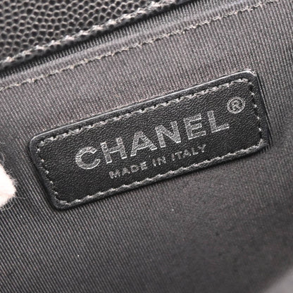 Boy Chanel 2017-2018 Black Caviar Chevron Medium Shoulder Bag