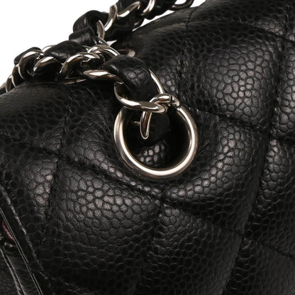 Chanel 2017-2018 Black Caviar Medium Classic Double Flap Shoulder Bag