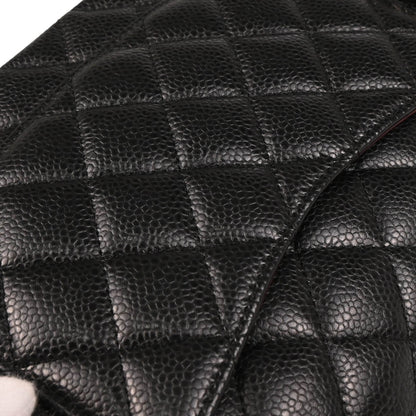 Chanel 2017-2018 Black Caviar Medium Classic Double Flap Shoulder Bag