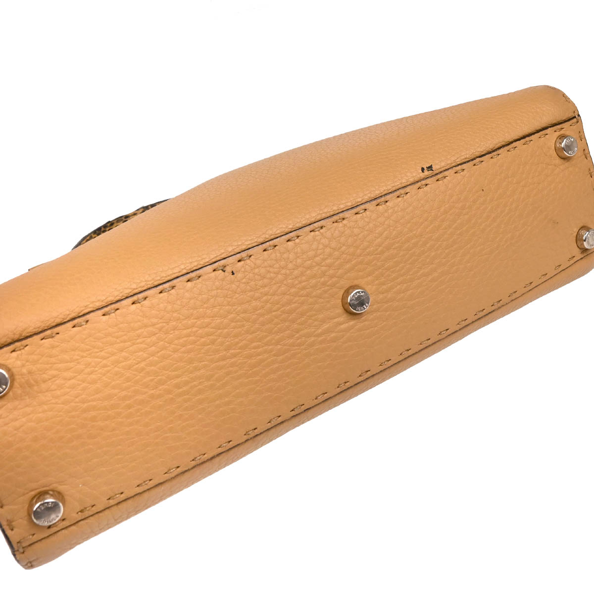 Fendi * Beige Leather Peekaboo 2way Shoulder Handbag