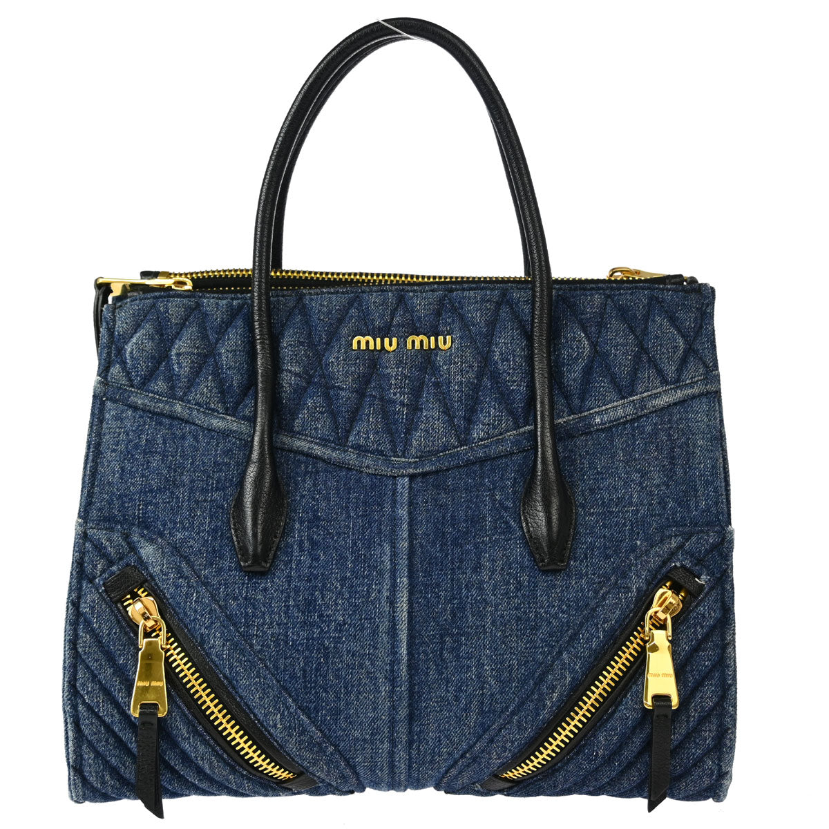 Miu Miu Blue Denim Biker Handbag