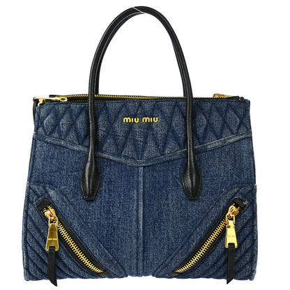 Miu Miu Blue Denim Biker Handbag