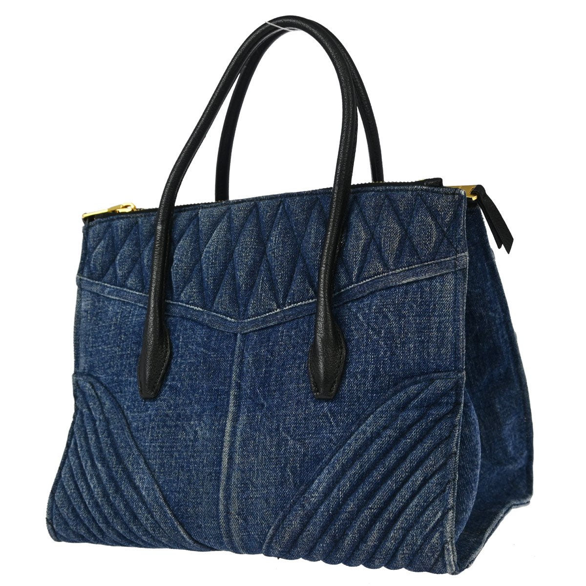 Miu Miu Blue Denim Biker Handbag