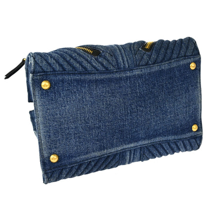 Miu Miu Blue Denim Biker Handbag