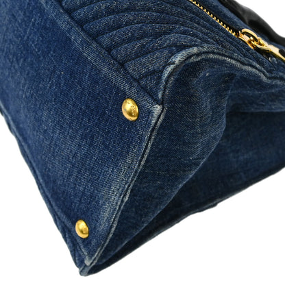 Miu Miu Blue Denim Biker Handbag