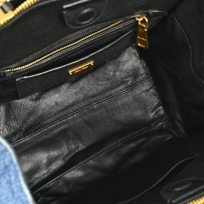 Miu Miu Blue Denim Biker Handbag