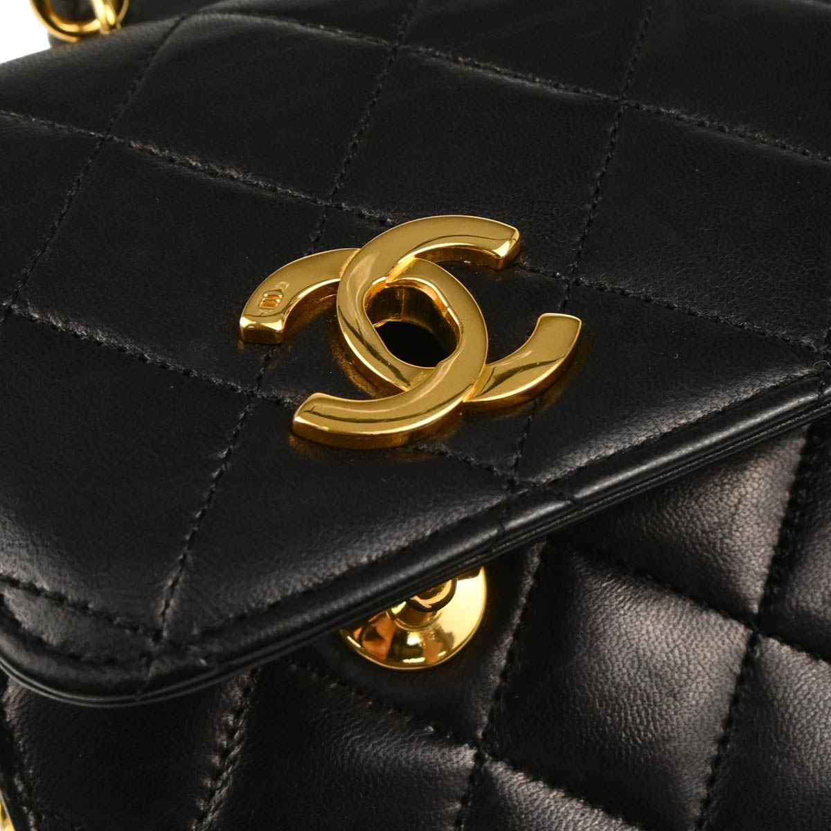 Chanel 1989-1991 Black Lambskin 2way Shoulder Handbag