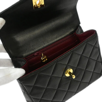 Chanel 1996-1997 Black Lambskin Top Handle Handbag