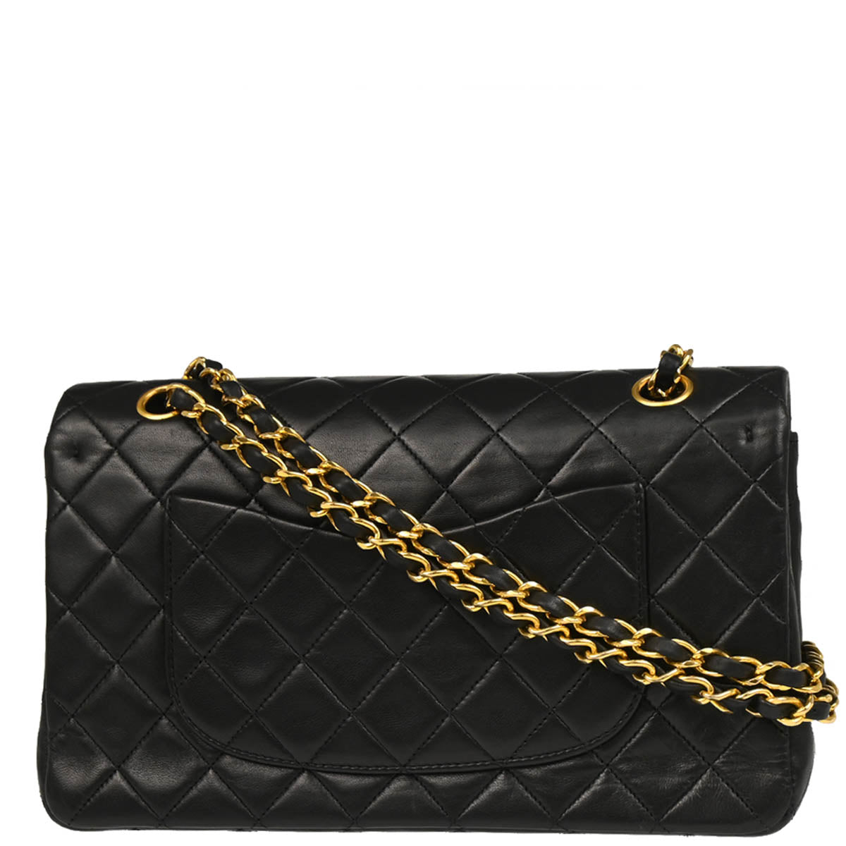 Chanel 1989-1991 Black Lambskin Medium Classic Double Flap Shoulder Bag
