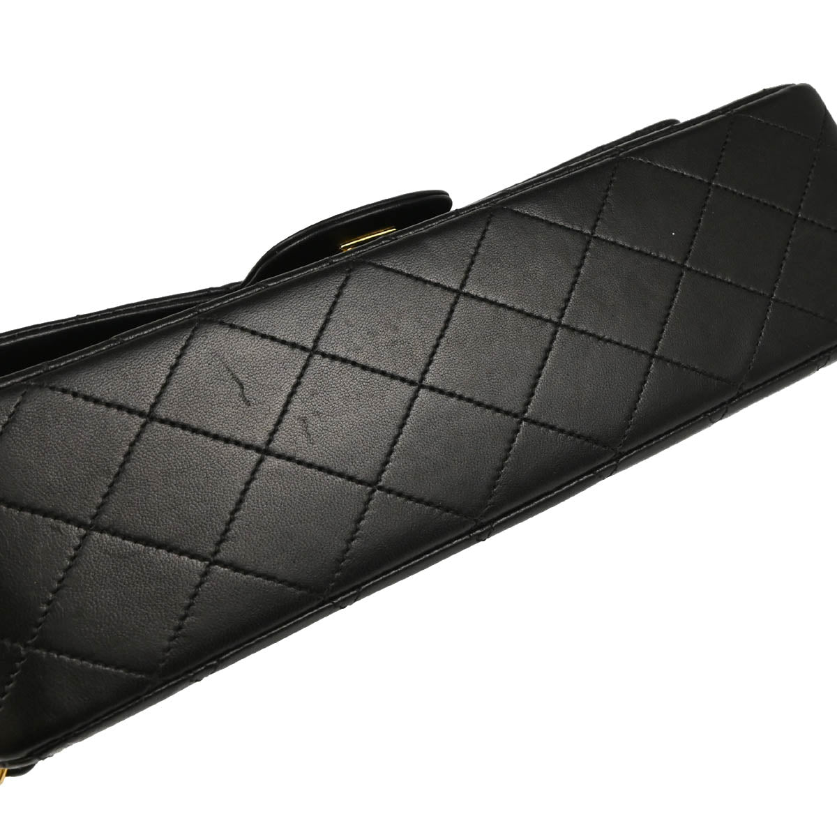 Chanel 1989-1991 Black Lambskin Medium Classic Double Flap Shoulder Bag