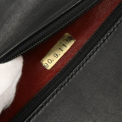 Chanel 1989-1991 Black Lambskin Medium Classic Double Flap Shoulder Bag