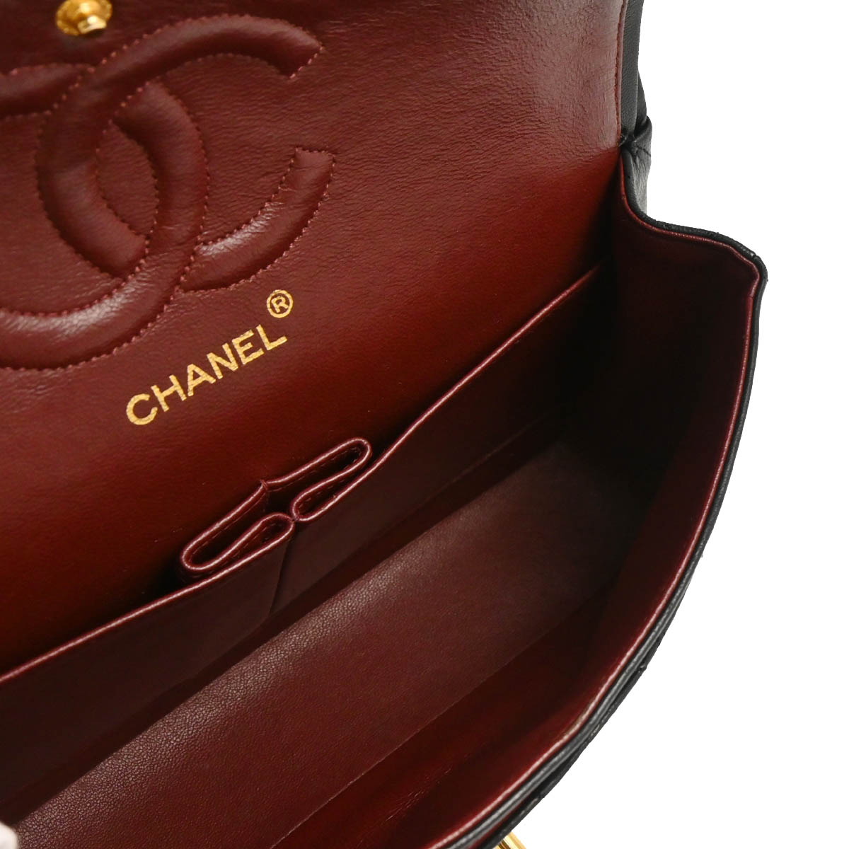 Chanel 1989-1991 Black Lambskin Medium Classic Double Flap Shoulder Bag