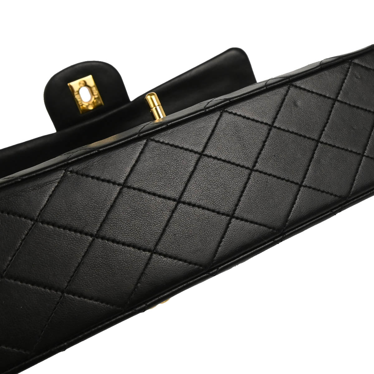 Chanel 1989-1991 Black Lambskin Medium Classic Double Flap Shoulder Bag