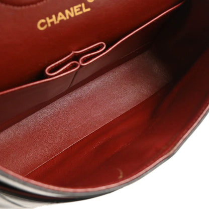 Chanel 1989-1991 Black Lambskin Medium Classic Double Flap Shoulder Bag