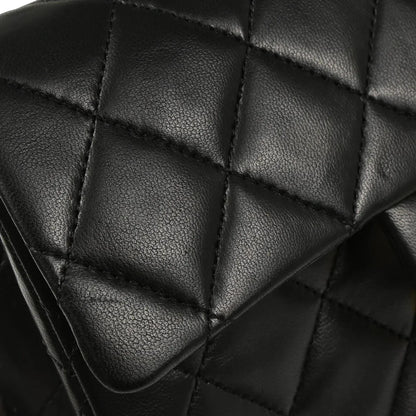 Chanel 1986-1988 Black Lambskin Mini Classic Square Flap Shoulder Bag
