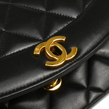 Chanel 1994-1996 Black Lambskin Small Diana Shoulder Bag