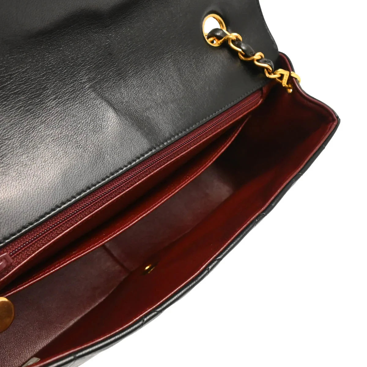 Chanel 1991-1994 Black Lambskin Medium Diana Shoulder Bag