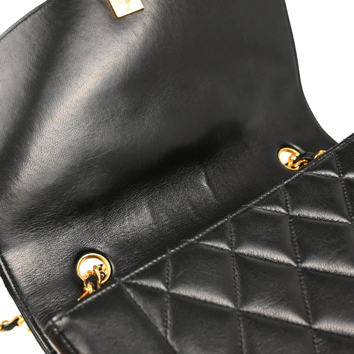 Chanel 1991-1994 Black Lambskin Medium Diana Shoulder Bag