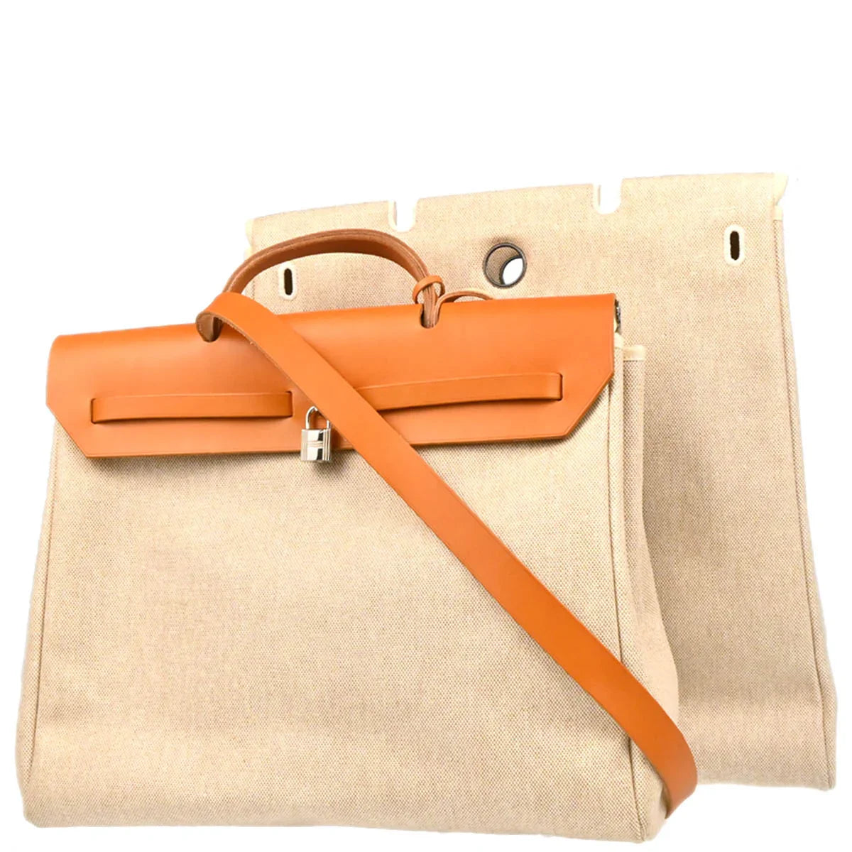 Hermes 2000 Beige Toile H Herbag MM 2 in 1 2way Shoulder Handbag