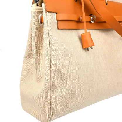 Hermes 2000 Beige Toile H Herbag MM 2 in 1 2way Shoulder Handbag