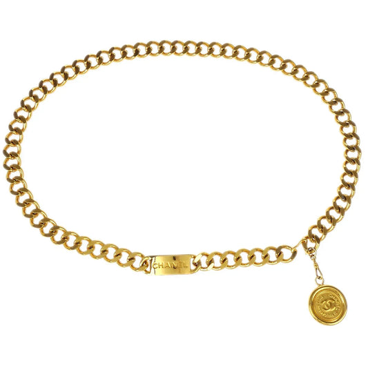 Chanel Chain Belt Medallion Gold 95P Small Good