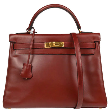 Hermes 1999 Rouge H Box Calf Kelly 32 Retourne Handbag