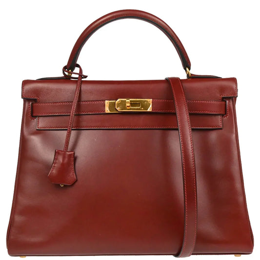 Hermes 1999 Rouge H Box Calf Kelly 32 Retourne Handbag