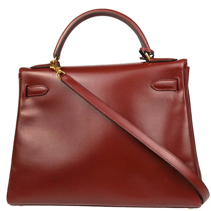 Hermes 1999 Rouge H Box Calf Kelly 32 Retourne Handbag