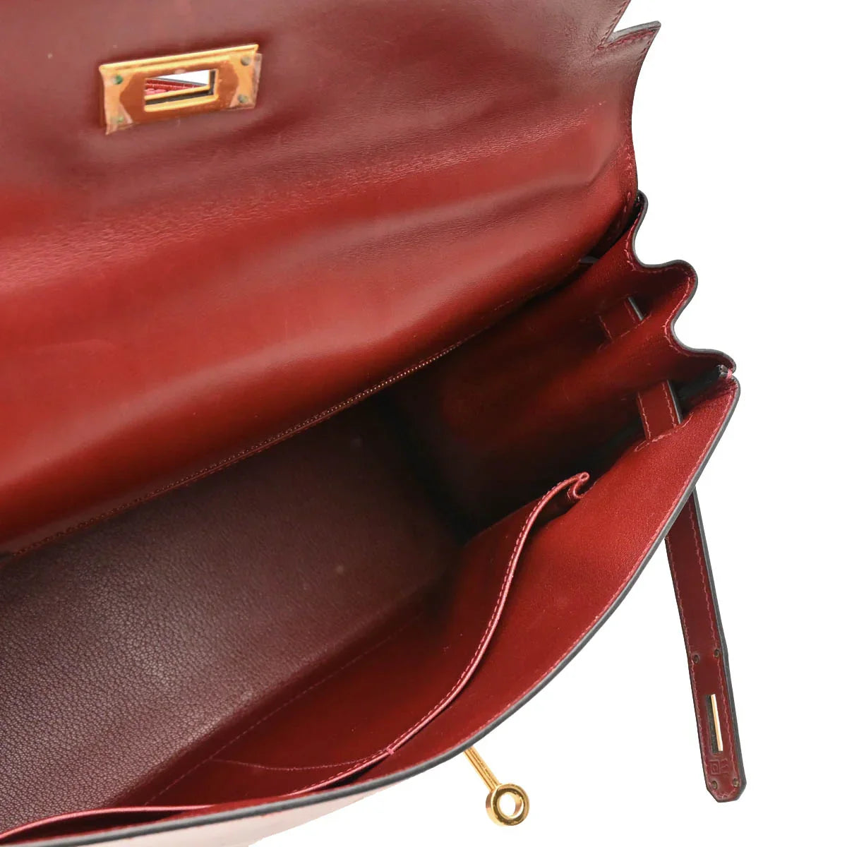 Hermes 1999 Rouge H Box Calf Kelly 32 Retourne Handbag